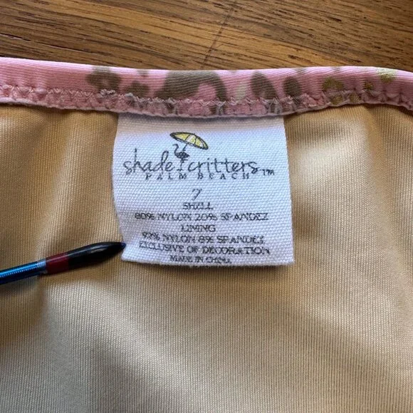 SHADE CRITTERS Leopard Spots Ruffle Swimsuit Girls 7 Pink Asymmetric One Piece - Picture 4 of 5